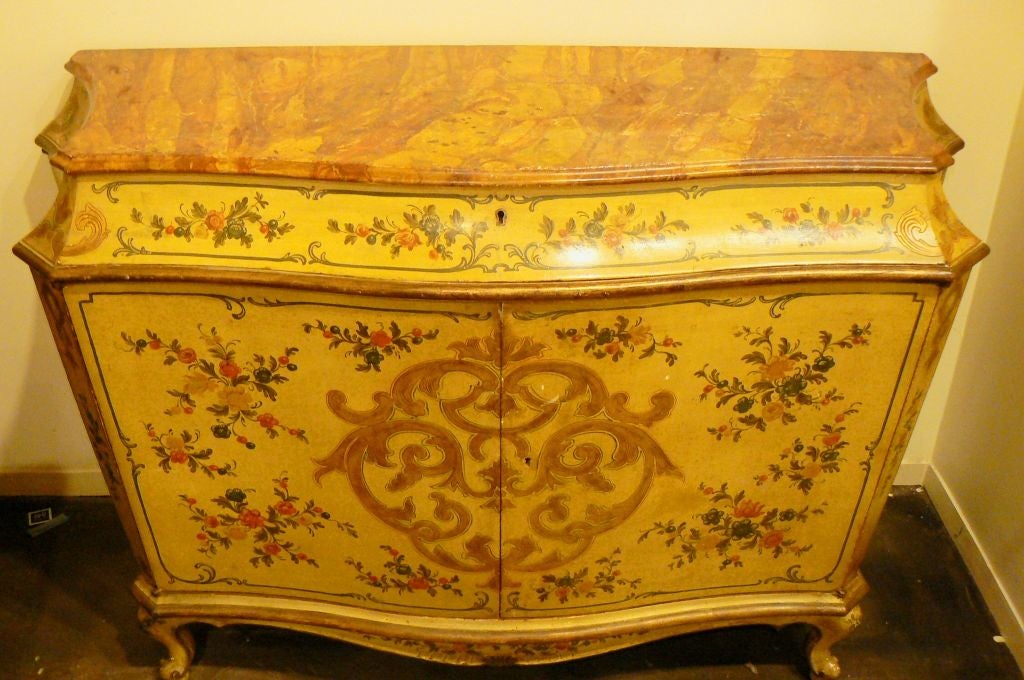 Hand Painted Commode with Faux Marble Top