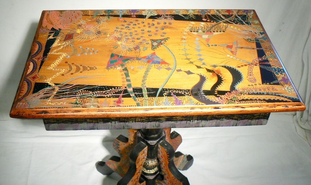 Hand Painted Folk Art Side Table