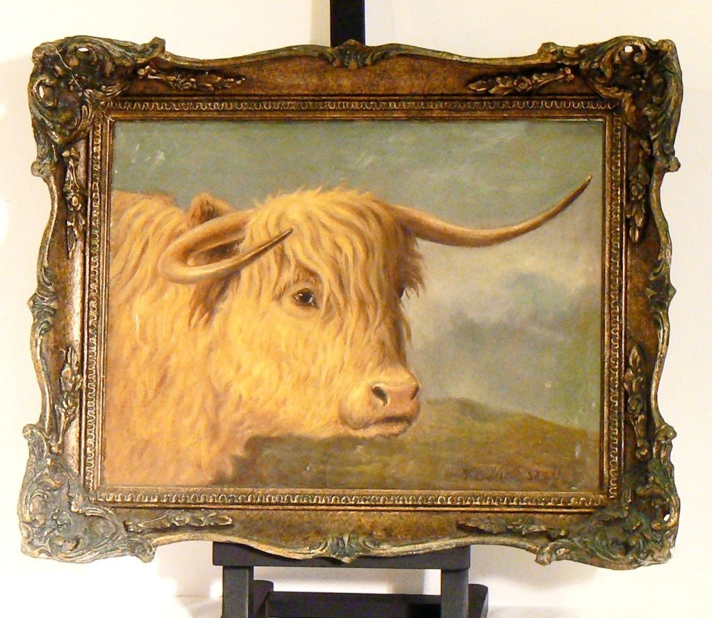 Original Oil Painting, "Bull" by M. C. Marshall