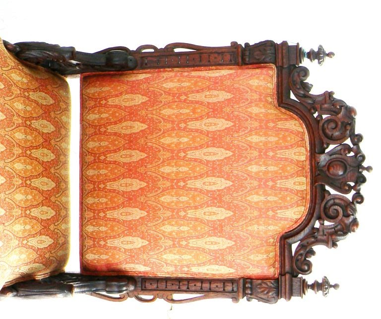 Spanish Hand-Carved Wood Chaise