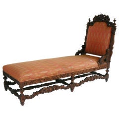 Spanish Hand-Carved Wood Chaise