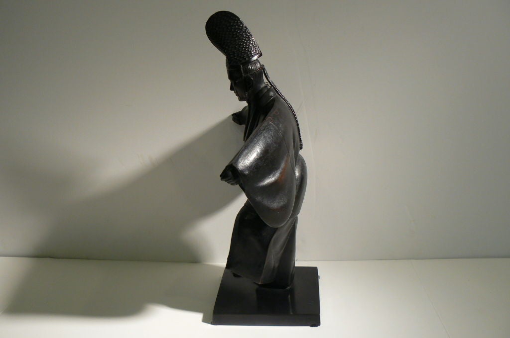 Japanese Bronze Sculpture Sumo Referee In Excellent Condition In Palm Springs, CA