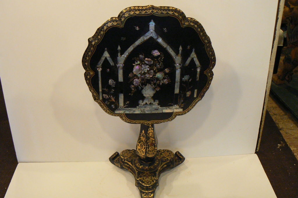 English Regency Paper-Mache' Tilt Top Table