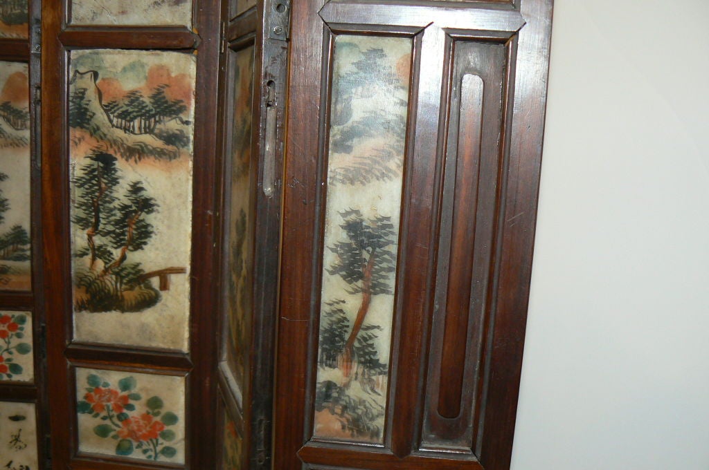 Chinese 8 Panel Screen Small Painted Marbel Panels 5