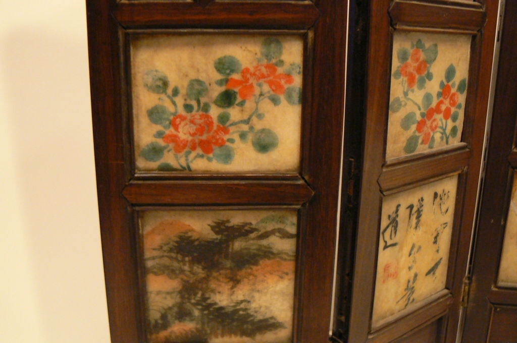 Chinese 8 Panel Screen Small Painted Marbel Panels 1