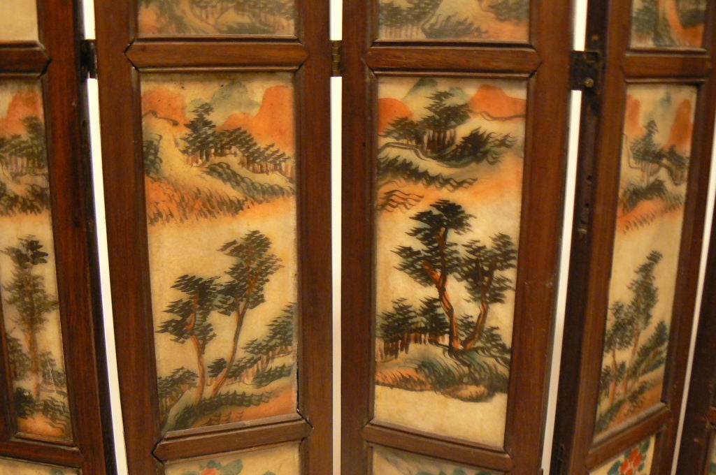 Chinese 8 Panel Screen Small Painted Marbel Panels 2