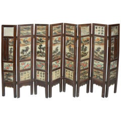 Chinese 8 Panel Screen Small Painted Marbel Panels