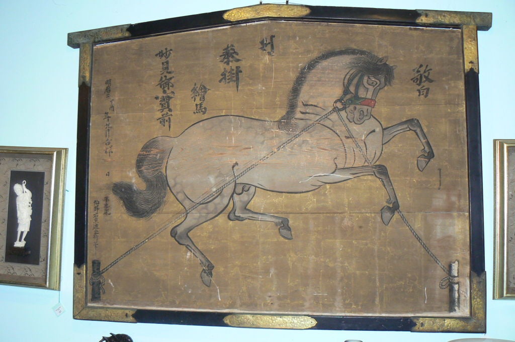 Horse (UMA)Painted on Cedar Wood(HINOKI)