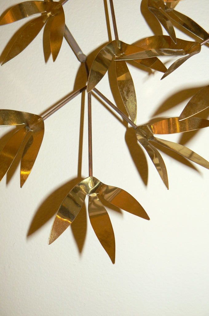 CURTIS JERE  Bamboo Brass Wall Sculpture In Excellent Condition In Palm Springs, CA