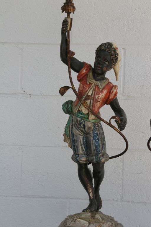 18th Century and Earlier Antique Venetain Blackamoor Candelabra Torcheres