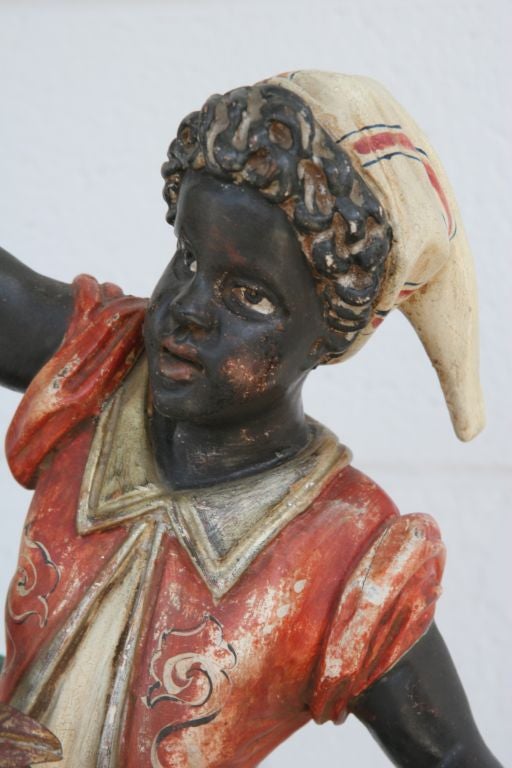 Antique Venetain Blackamoor Candelabra Torcheres 3