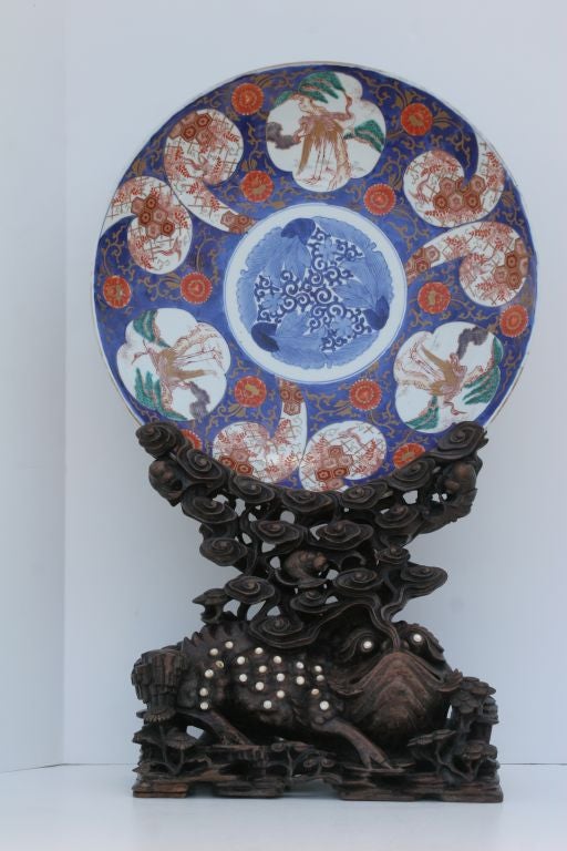 Japanese Imari Charger With Wood and Mother of Pearl 2