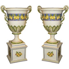Paience Campana Urns with Pedestals (Pair)