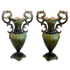 Pair of Majolica Urns