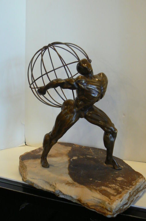 "ATLAS" Bronze on Slate Sculpture
