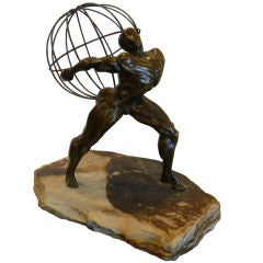 "ATLAS" Bronze on Slate Sculpture