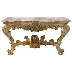 Giltwood And Grey Painted Console D'applique