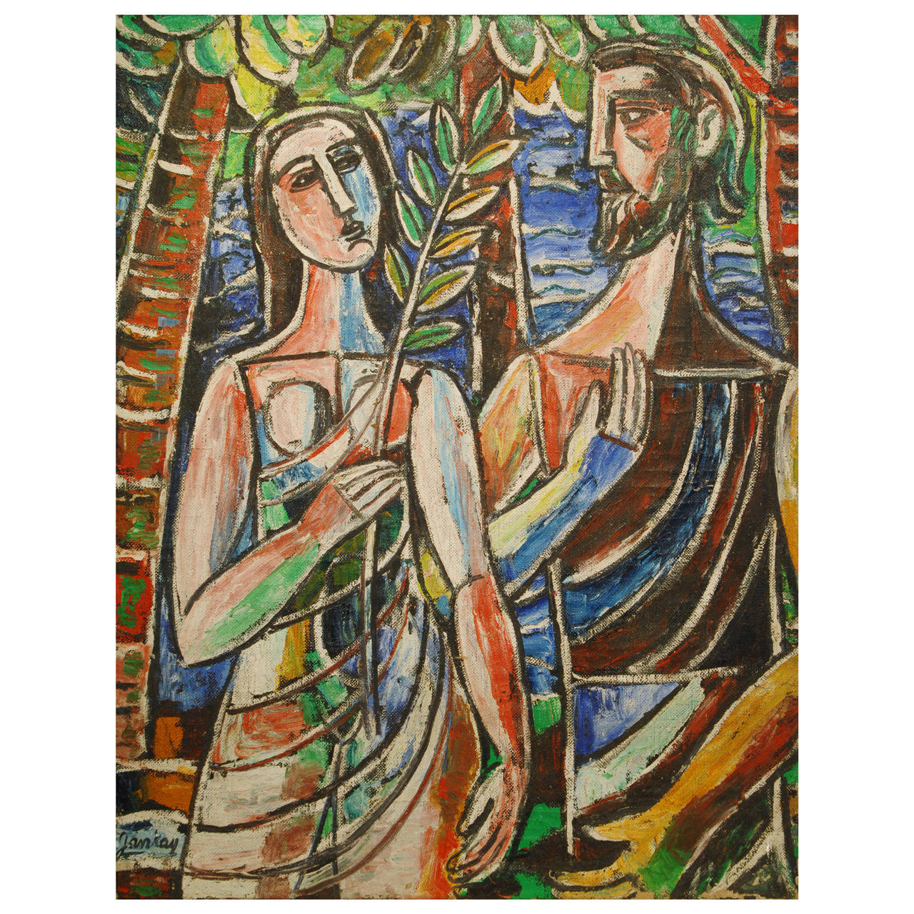 Tibor Jankay ( 1899-1994 ): Adam and Eve, circa 1970 For Sale