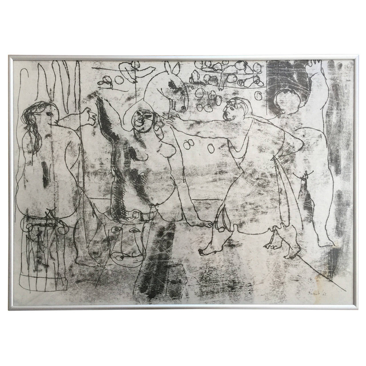 Konok Tamás Woman and Horse Painting, 1963 For Sale