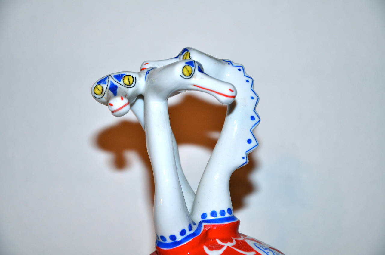 Mid-Century Modern Three-Headed Dragon Ceramic Figure, circa 1950-1960