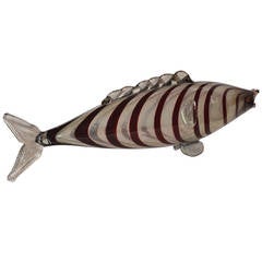 Art Deco Glass Fish Sculpture, 1930-1940s