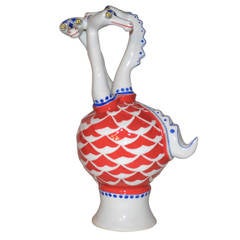 Mid-Century Modern Three-Headed Dragon Ceramic Figure, circa 1950-1960