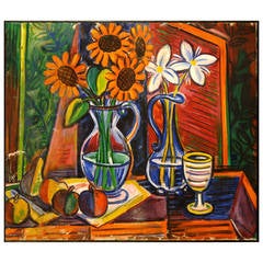 Antique Tibor Jankay Margareta Painting, 1920-1930 Hommage to Van Gogh
