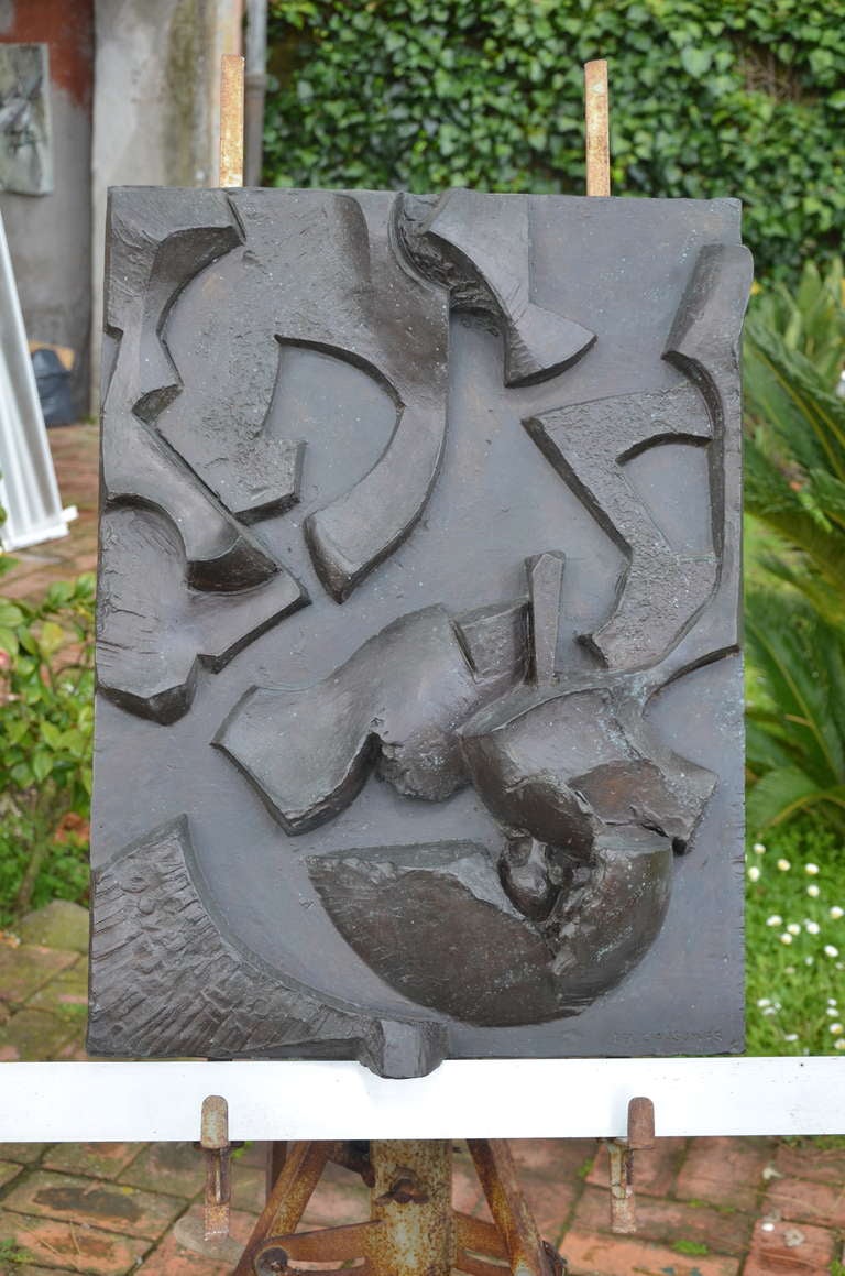 This wonderfully cast bronze high relief was made by an Italian artist Giorgio Attilio Ceccarelli ( Del Causum ) in 1978 in Roma, Italy. This is a small edition of 9 made and this one is edition 1/9 signed lower right. The artist was inspired by the