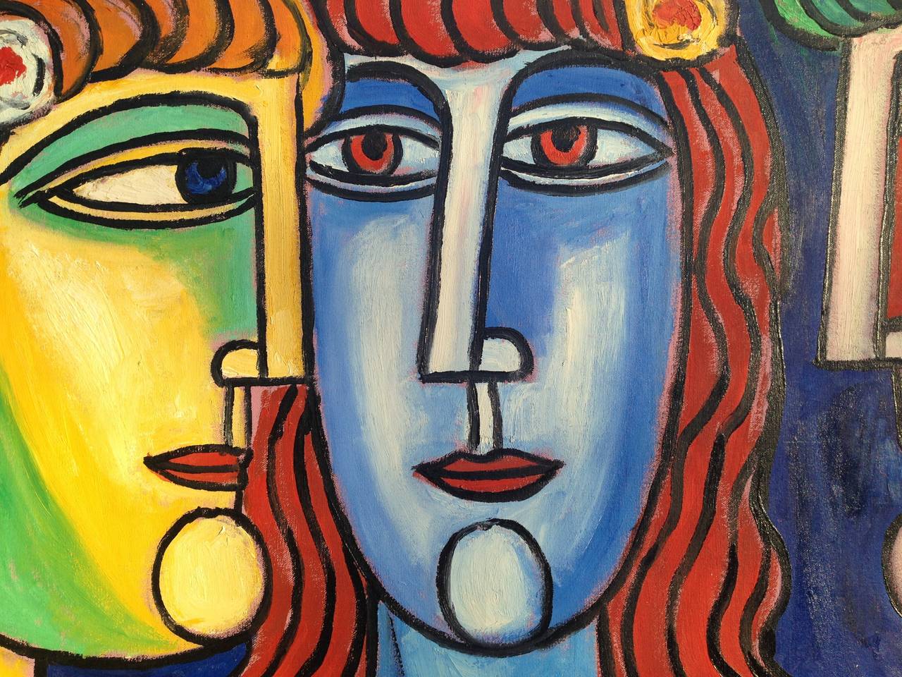 Tibor Jankay "Venice Beach Kurtizans" Painting, 1990