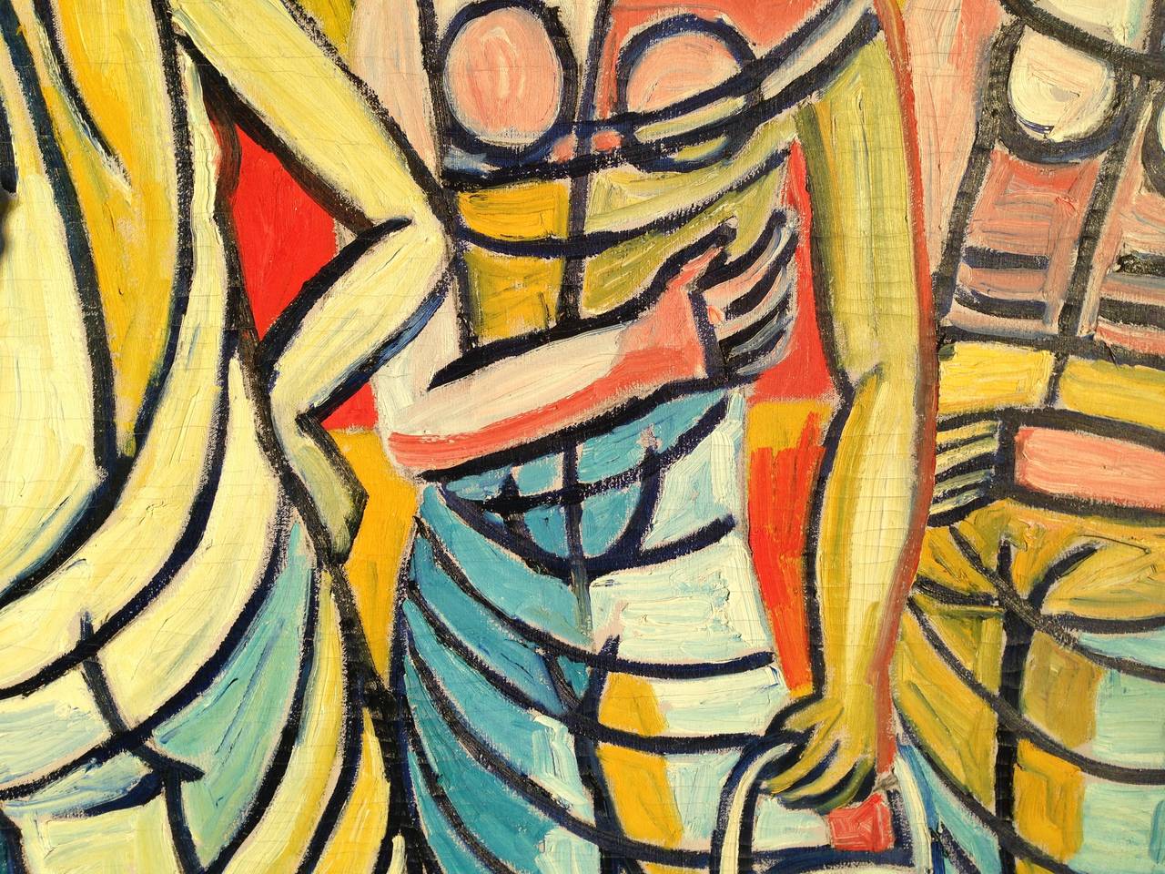 Mid-Century Modern Tibor Jankay, Market Painting, circa 1970 For Sale