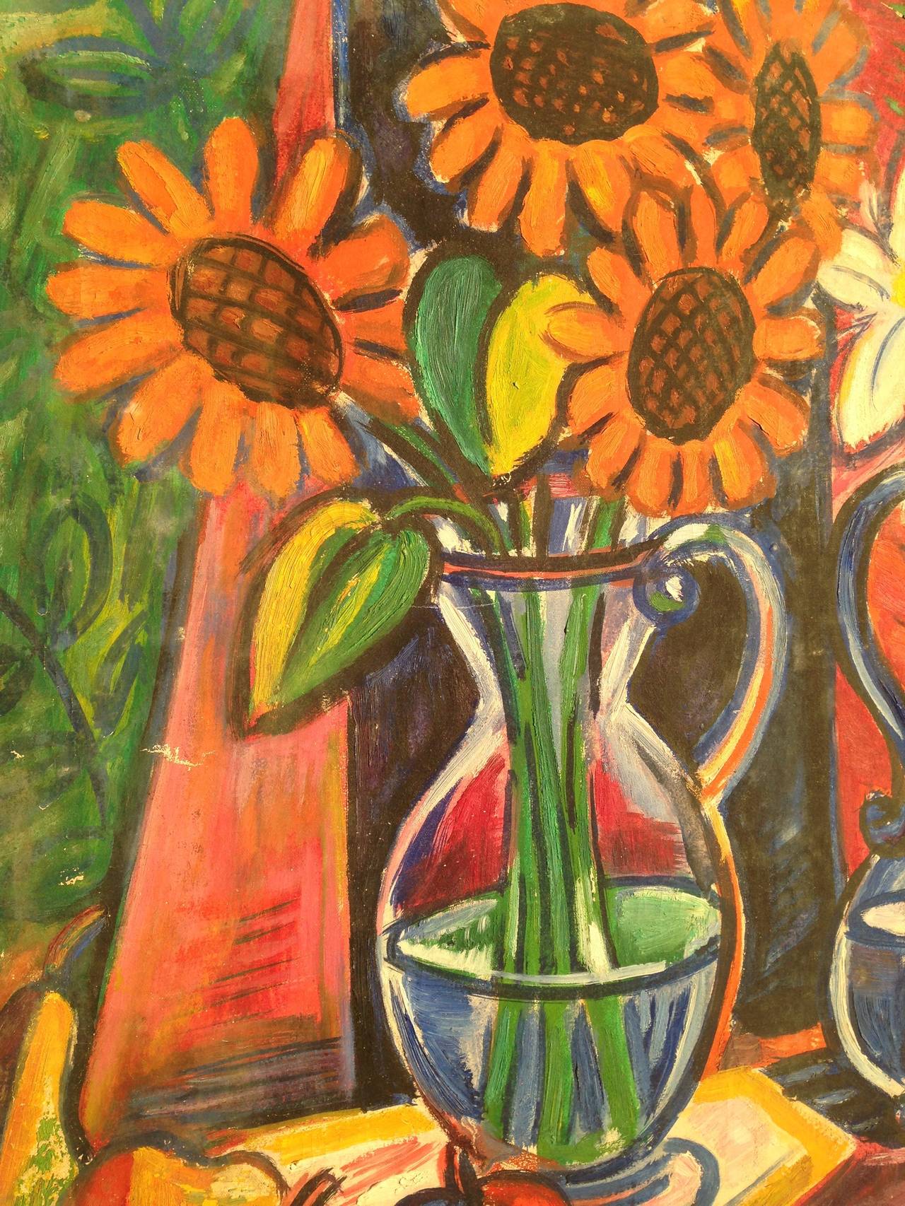 Early 20th Century Tibor Jankay Margareta Painting, 1920-1930 Hommage to Van Gogh For Sale