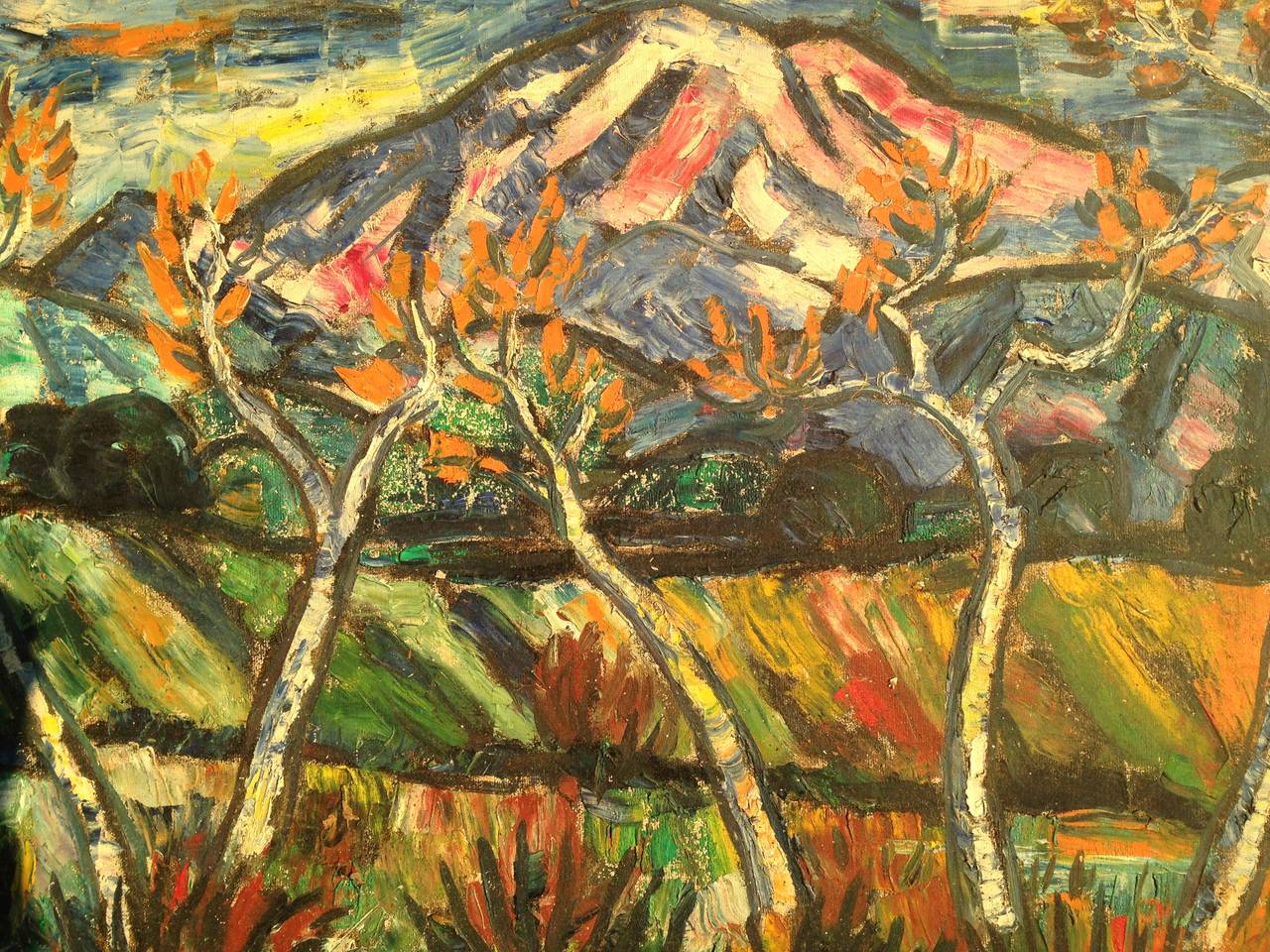 Art Deco Tibor Jankay ( 1899-1994 ): Old Mountain Painting, 1920-1930 For Sale