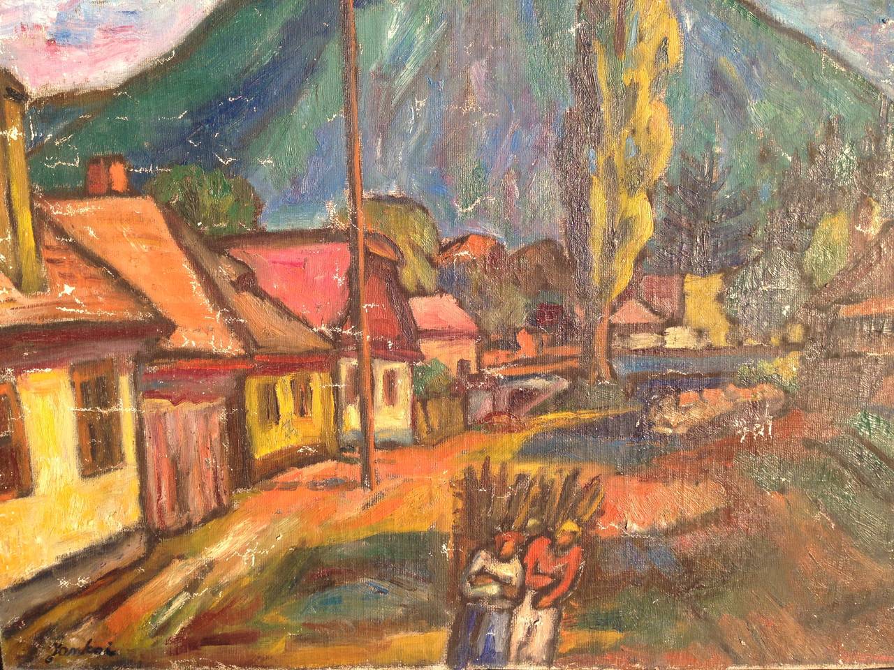 Tibor Jankay Village Painting, 1920-1930