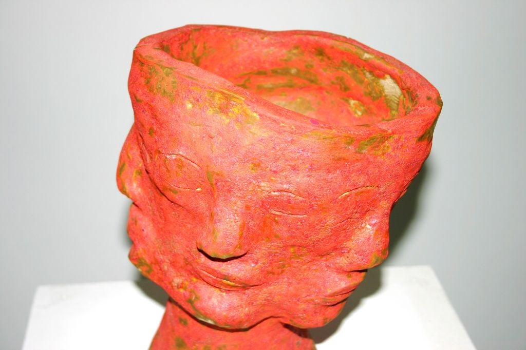 Linda Smith vessel with 3 heads and beatrice wood's glaze 2006 1