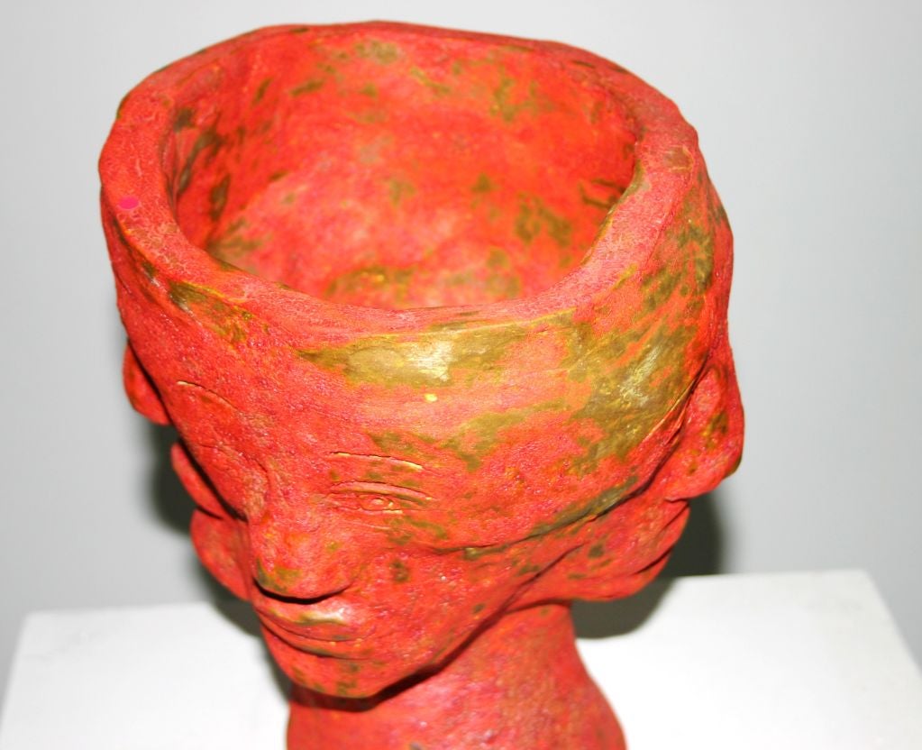 Linda Smith vessel with 3 heads and beatrice wood's glaze 2006 2