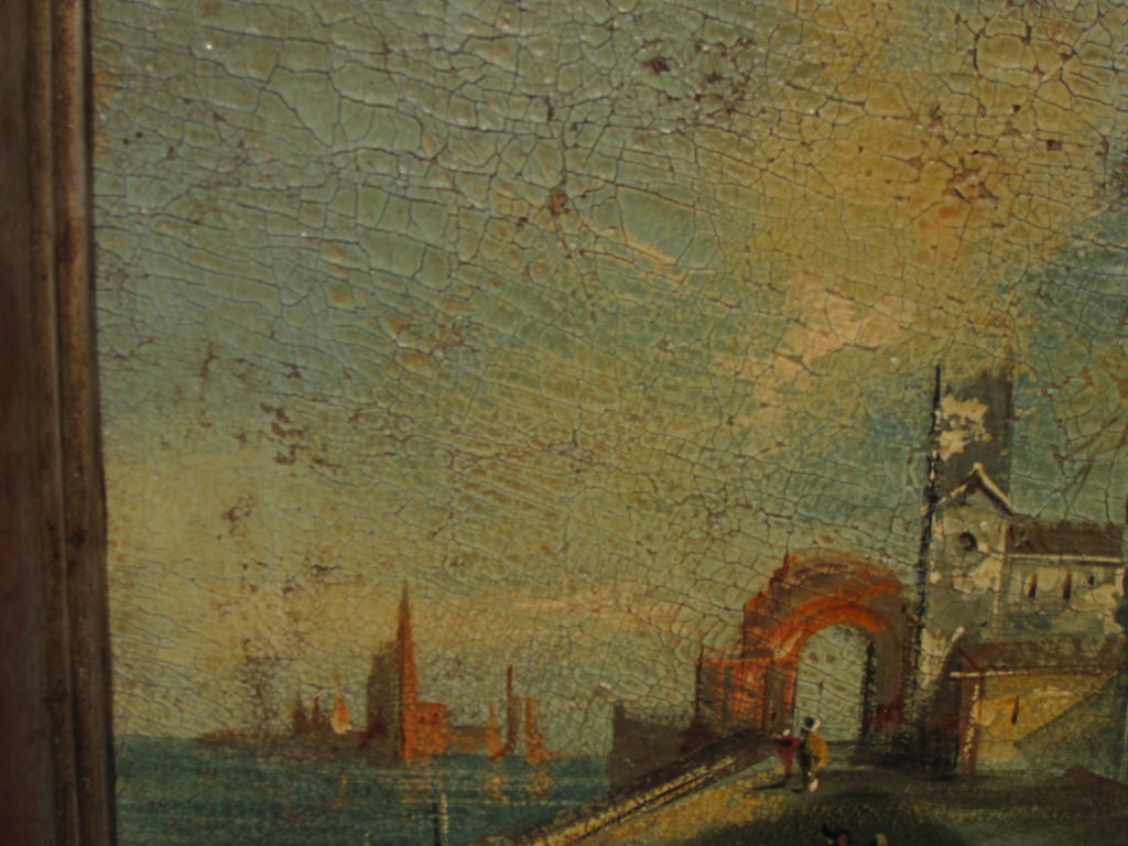 Beaux Arts Italian landscape with sea circa 1900 For Sale