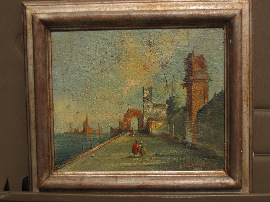 19th Century Italian landscape with sea circa 1900 For Sale