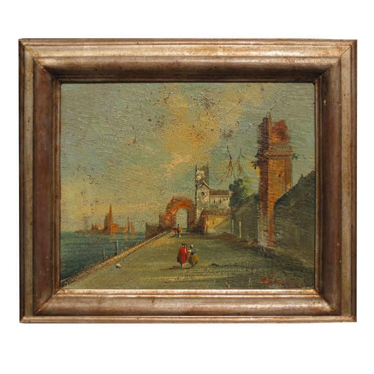 Italian landscape with sea circa 1900 For Sale