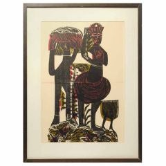 Helmut A.P. Grieshaber: set of 4 African primitive woodcuts