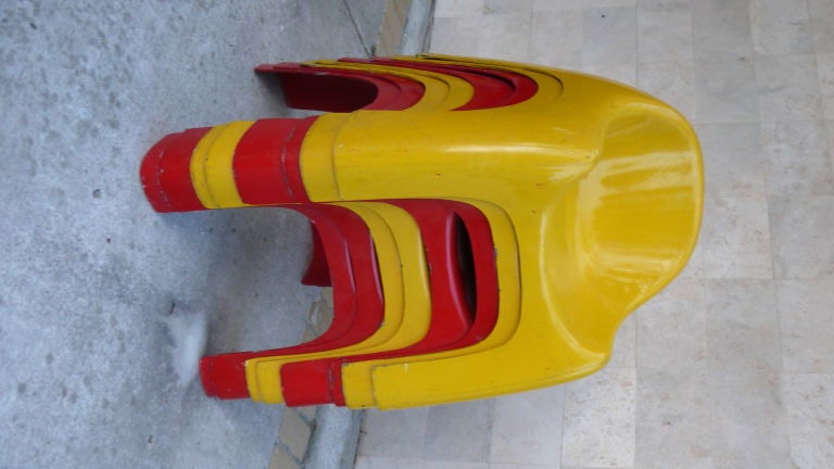 Set of Eight Fiberglass Chairs, circa 1960-1970