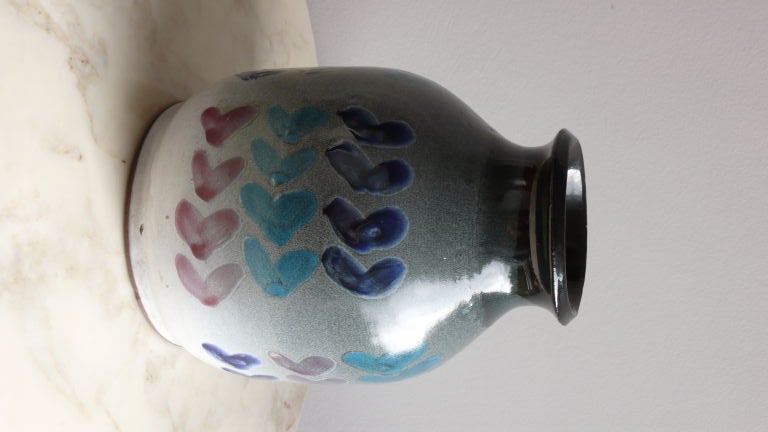 Hand painted, glazed ceramic vase from the 50's/60's
