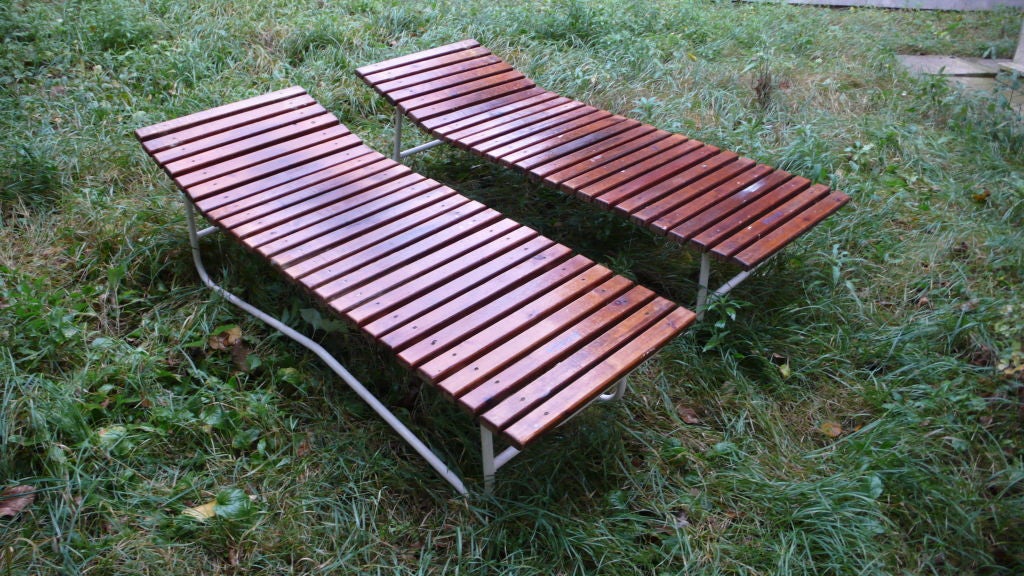 Mid-Century Modern Pair of 1950's Retro Sun Beds, (Set of Twelve Available) For Sale
