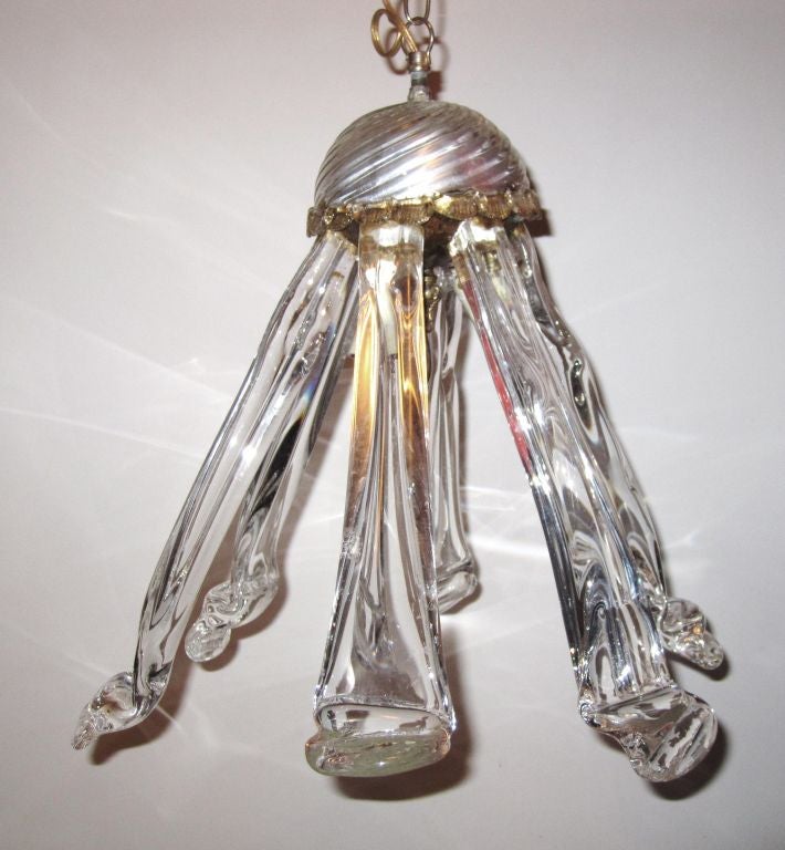 Italian chandelier made in the 1970's, glass and chrome plated parts