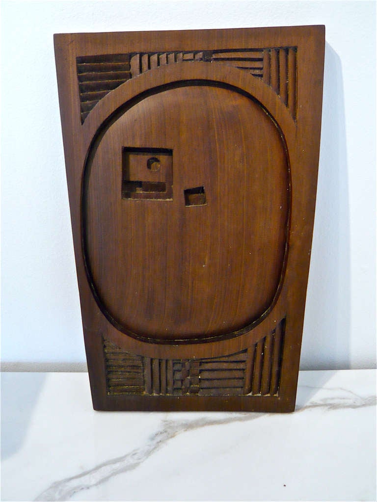 Mid-Century Modern Abstract Carved Wood Panel