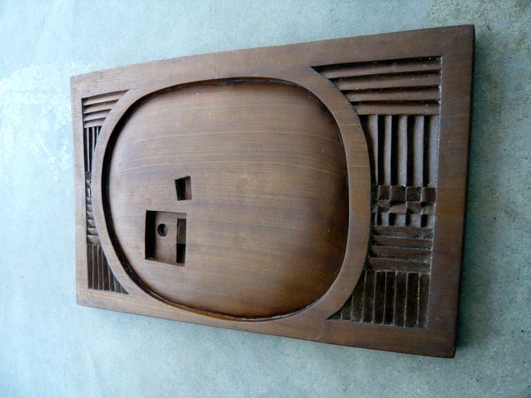 Mid-20th Century Abstract Carved Wood Panel