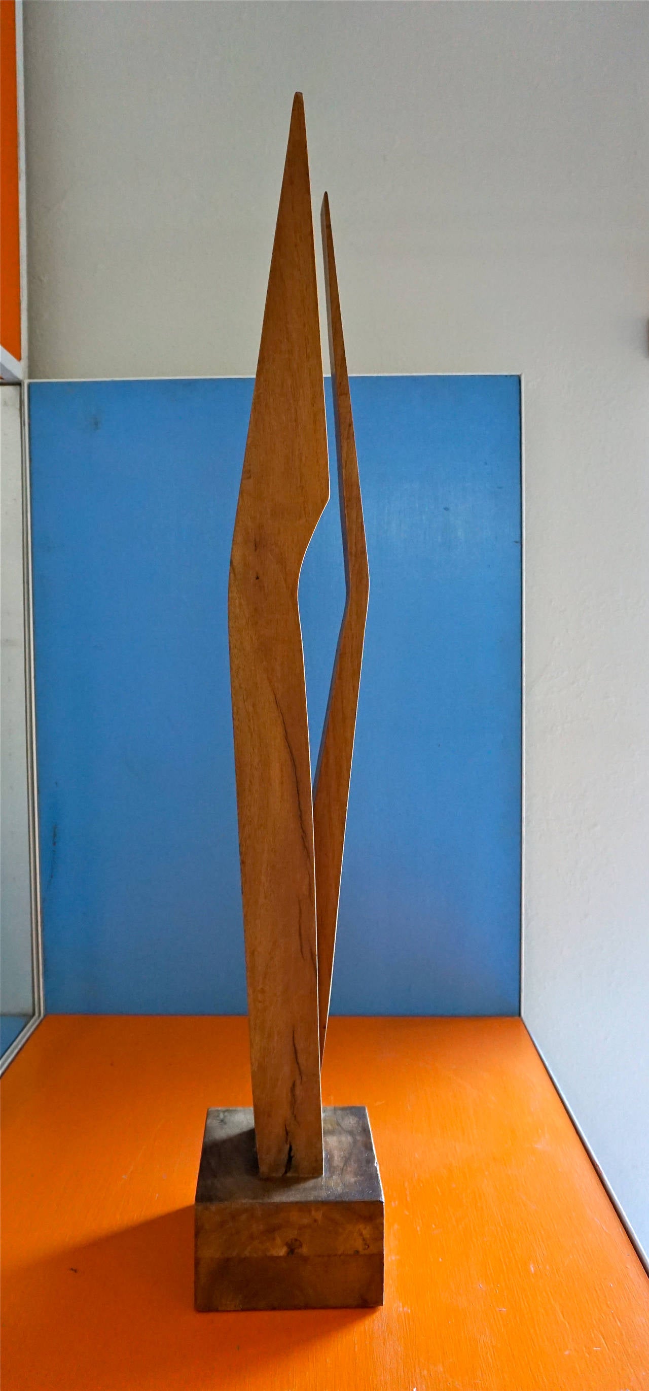 Well known in California for her wood assemblages as doors and sculptures, this is one of her most minimal of pieces. Unsigned but accompanied by a letter of authenticity by a friend of Hutchinson's who acquired it directly from the artist.