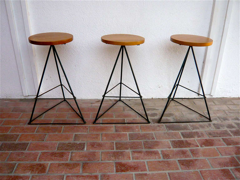 Mid-Century Modern Luther Conover Counter Height Barstools (3)