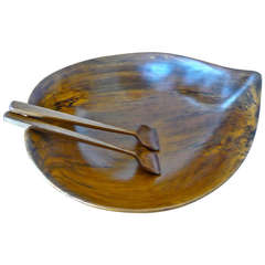 Large Hand Crafted Serving Bowl + Tongs