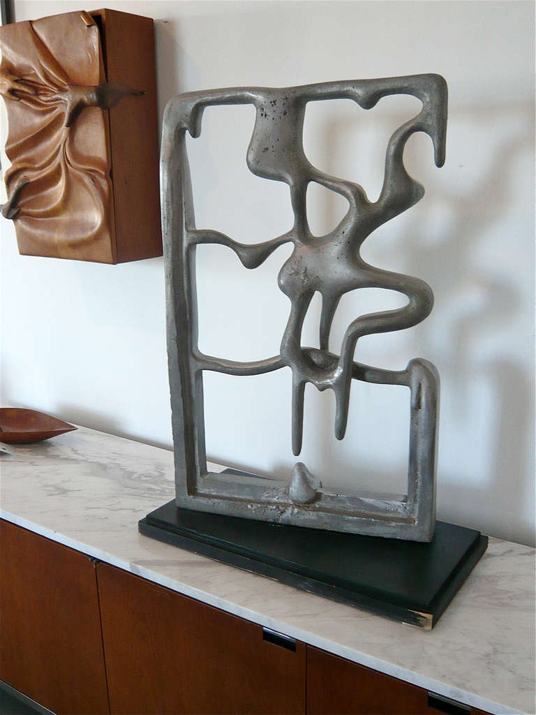 Cast Metal Abstract Sculpture In Excellent Condition In Cathedral City, CA