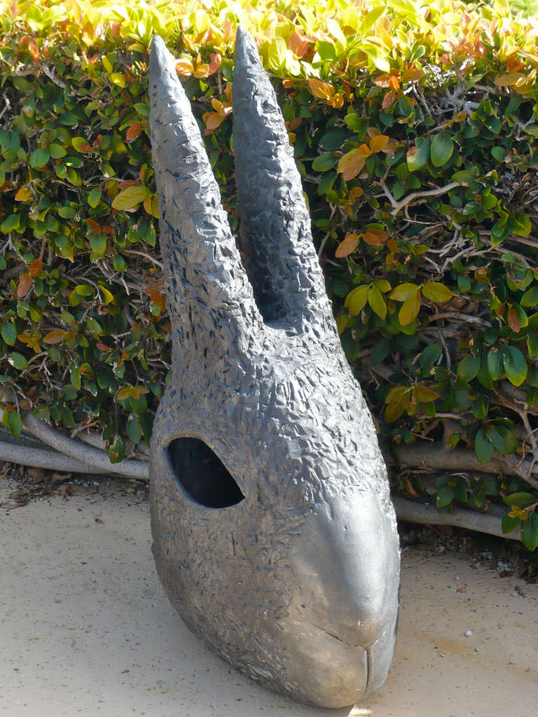 Modern Large Scale Ceramic Rabbit's Head by Deborah Masuoka